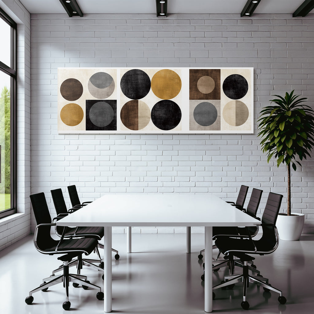 Abstrakte Geometrische Designs Mit Kreisen In Farben Und Texturen Minimalistisch Dekor