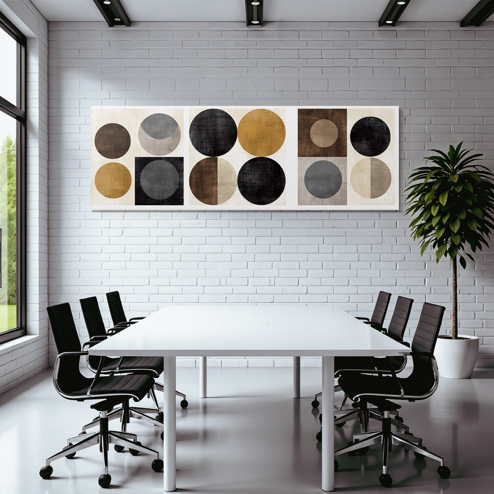Abstract geometric designs with circles in colors and textures minimalist decor