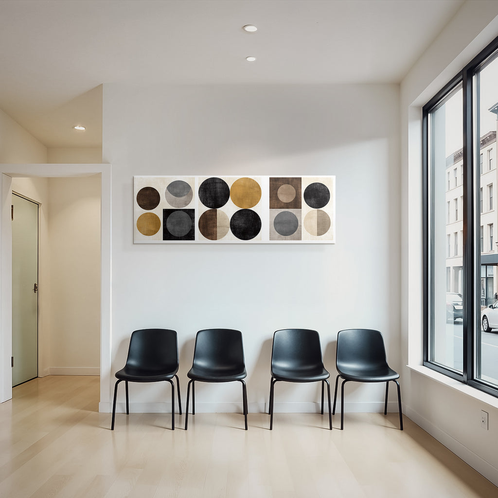 Abstrakte Geometrische Designs Mit Kreisen In Farben Und Texturen Minimalistisch Dekor