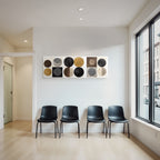 Abstrakte Geometrische Designs Mit Kreisen In Farben Und Texturen Minimalistisch Dekor