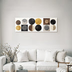 Abstrakte Geometrische Designs Mit Kreisen In Farben Und Texturen Minimalistisch Dekor