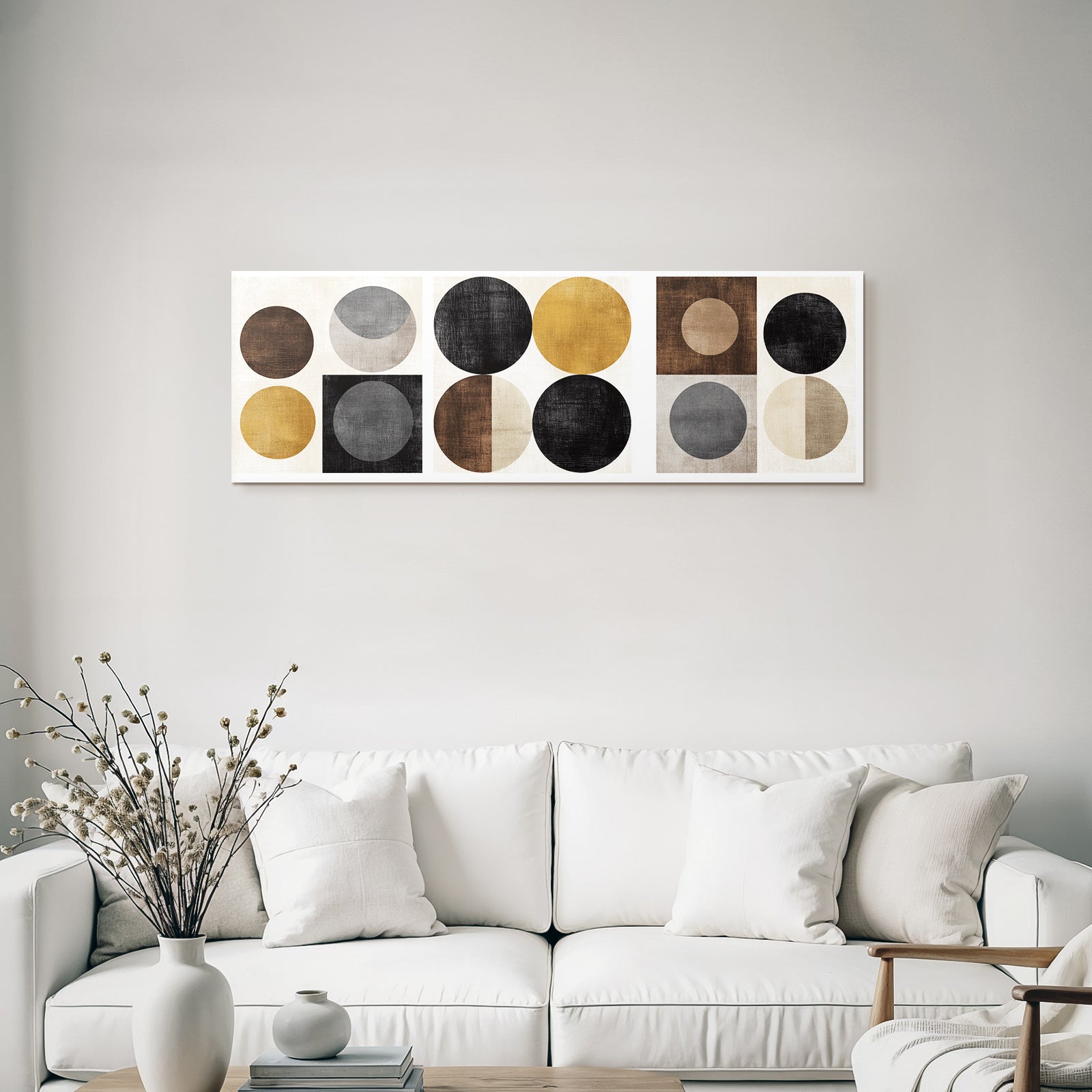 Abstract geometric designs with circles in colors and textures minimalist decor
