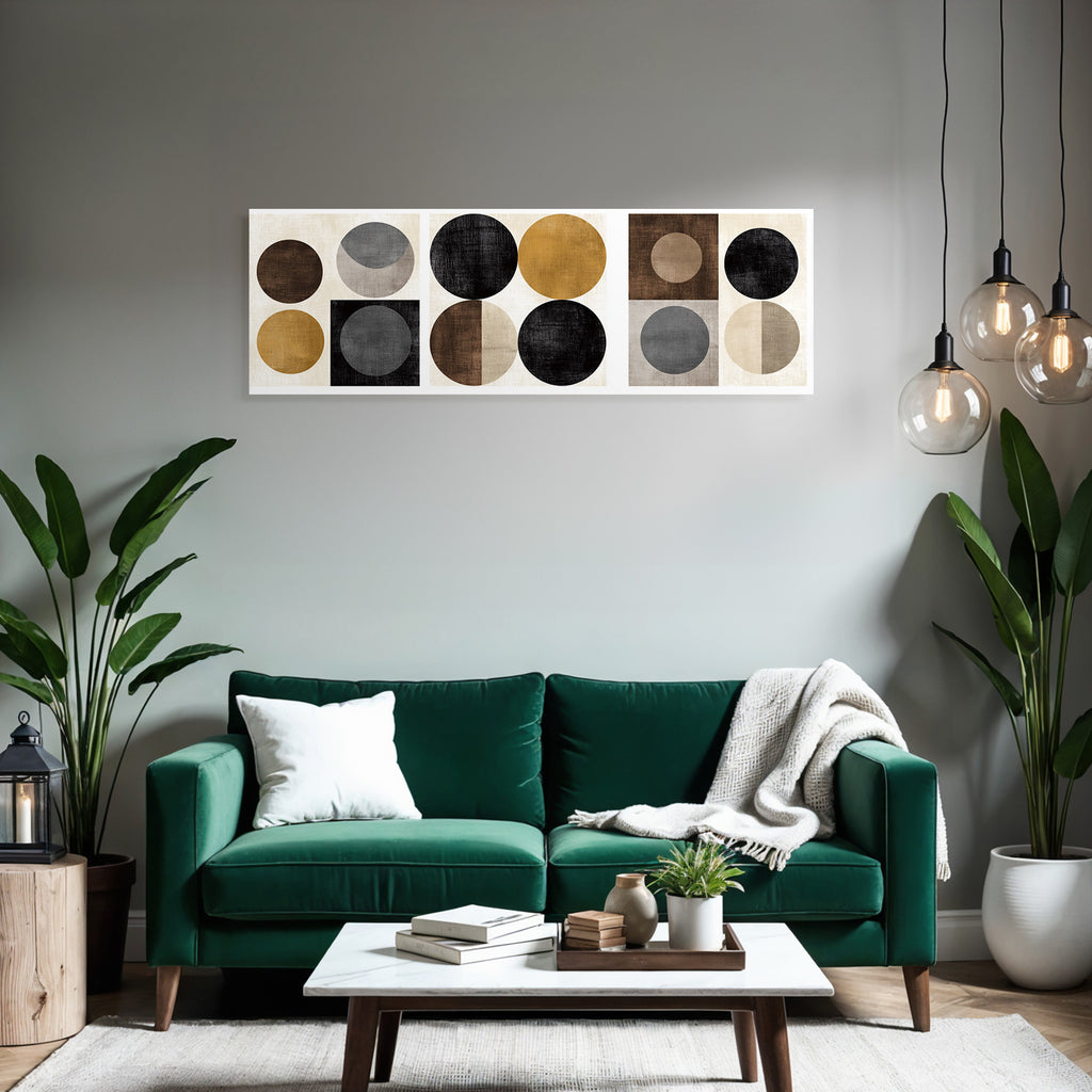 Abstrakte Geometrische Designs Mit Kreisen In Farben Und Texturen Minimalistisch Dekor