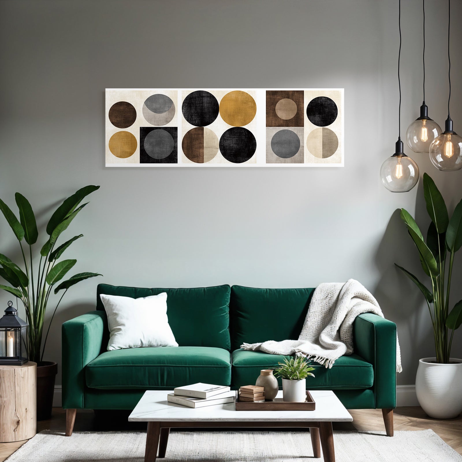 Abstract geometric designs with circles in colors and textures minimalist decor