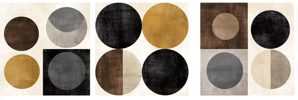 Abstrakte Geometrische Designs Mit Kreisen In Farben Und Texturen Minimalistisch Dekor | Modern Basic | Einrichtungsstile