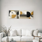 Abstrakte Geometrische Komposition In Schwarz Weiss Grau Und Gold