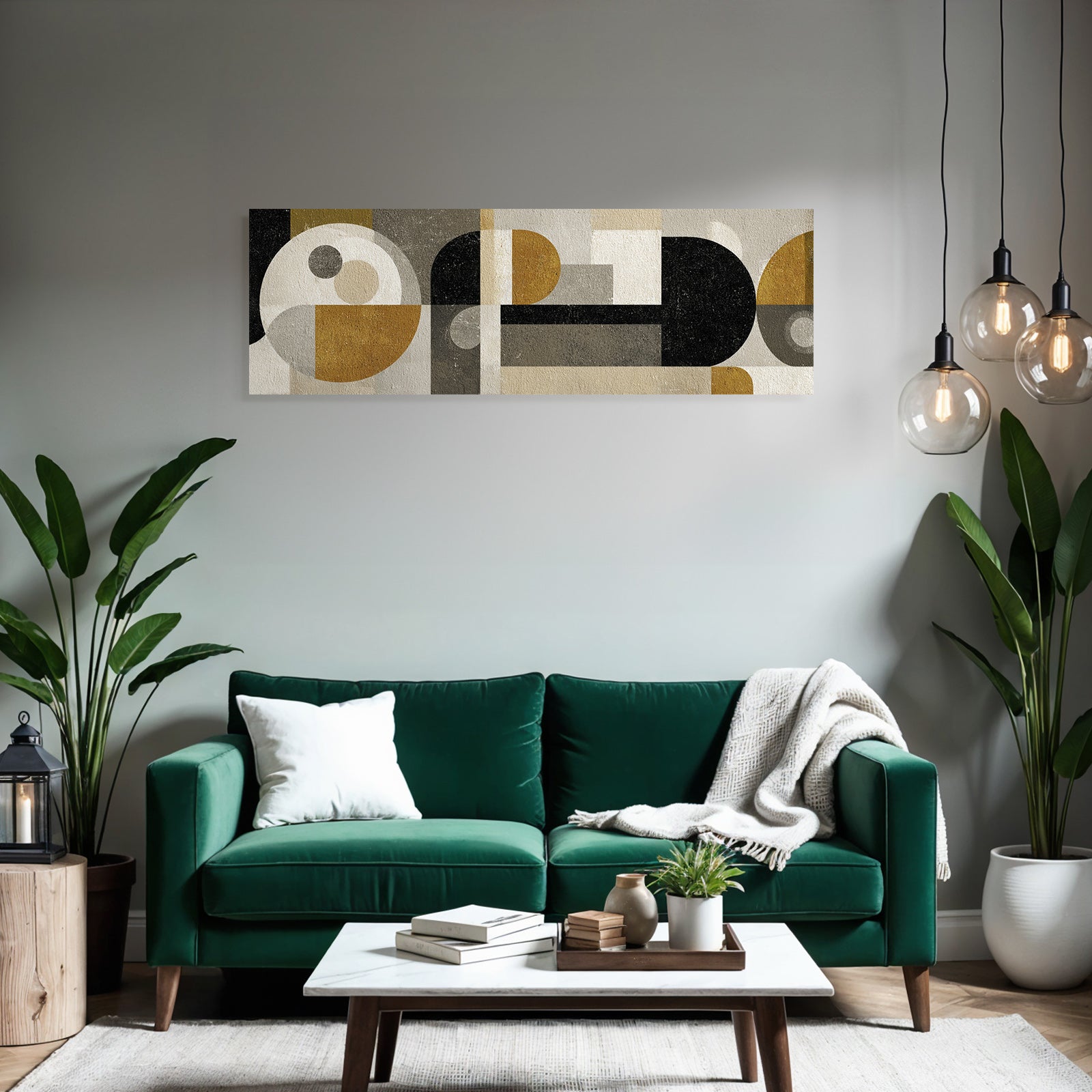 Abstrakte Geometrische Komposition In Schwarz Weiss Grau Und Gold