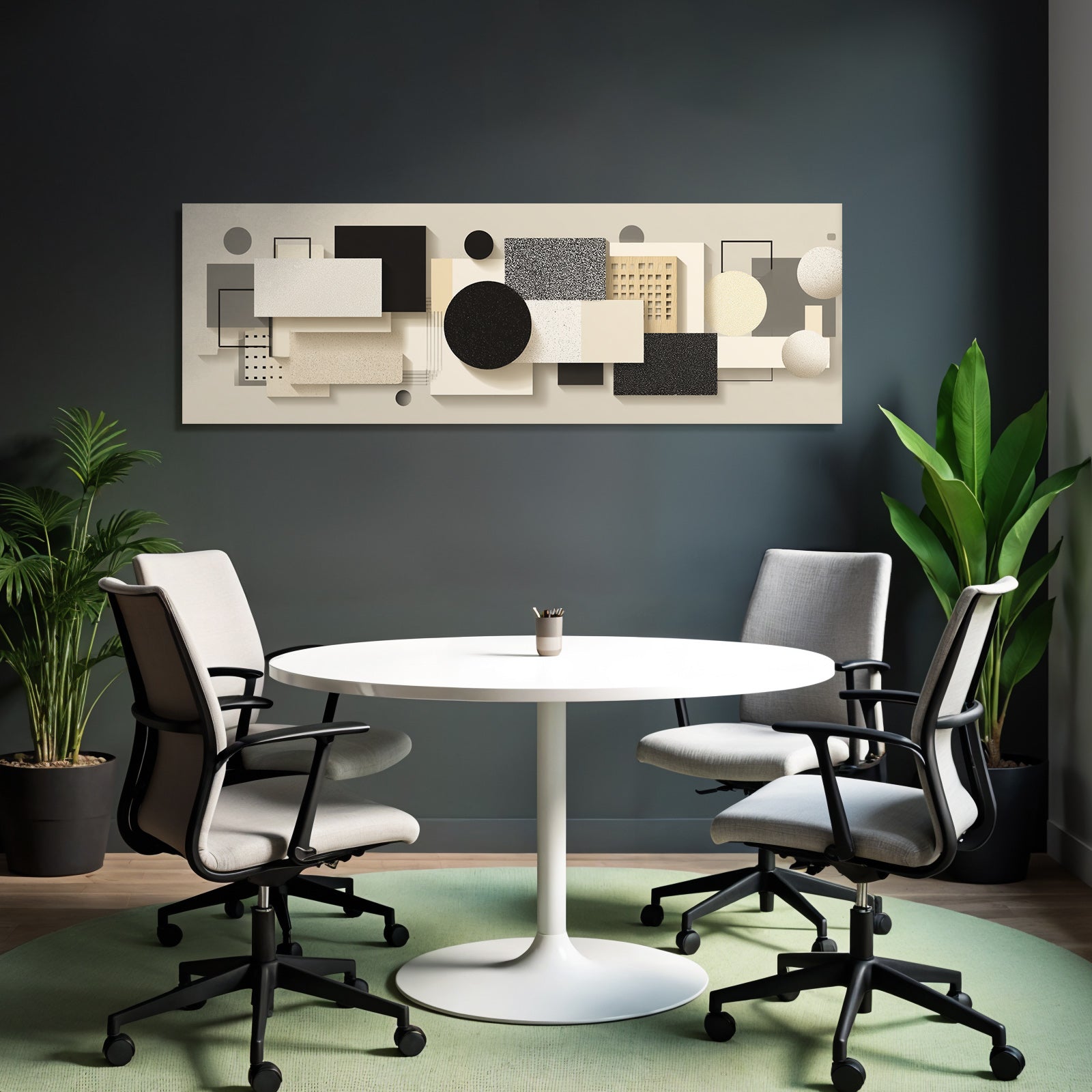 Abstract Geometric Composition Modern Minimalism Beige Black White Grey