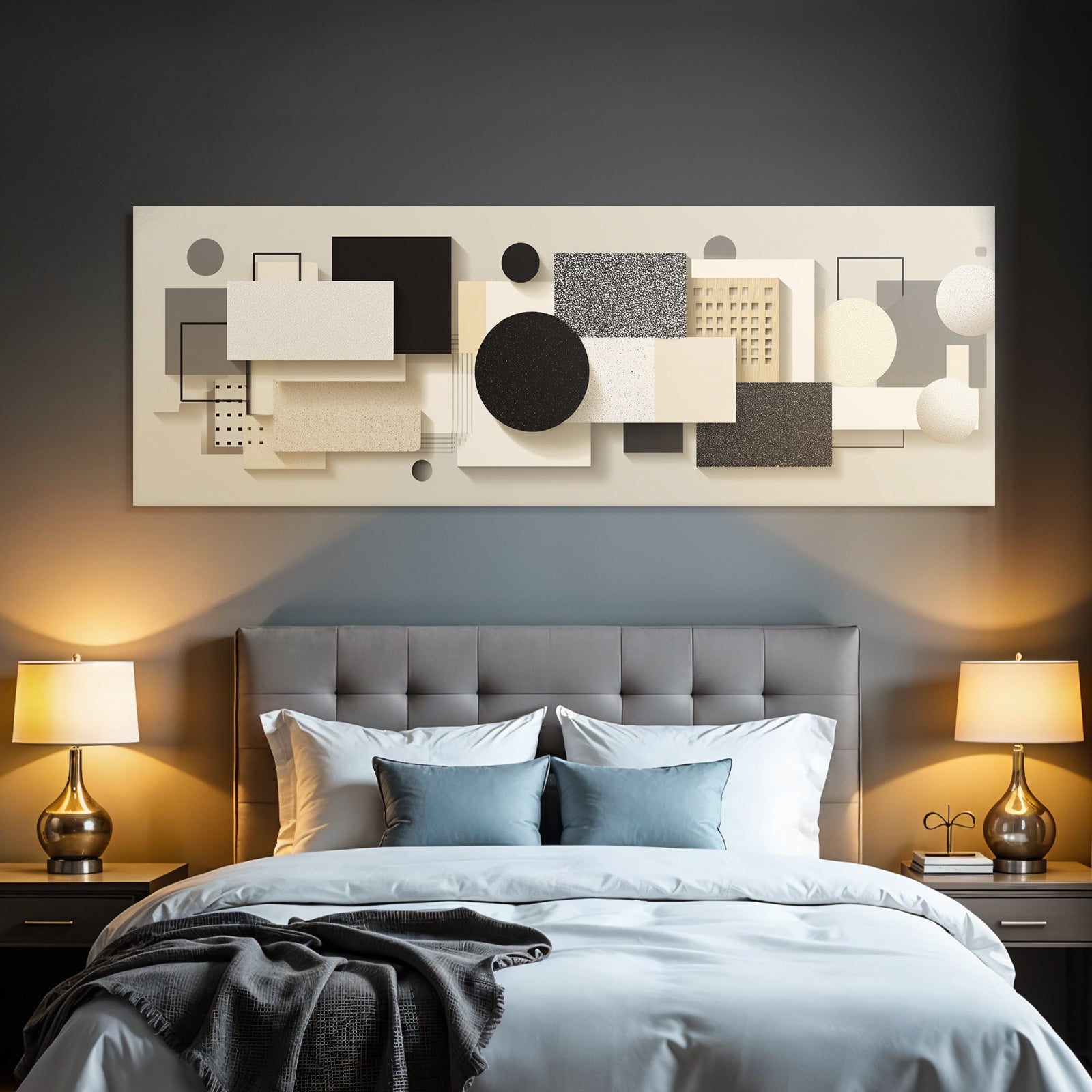 Abstract Geometric Composition Modern Minimalism Beige Black White Grey