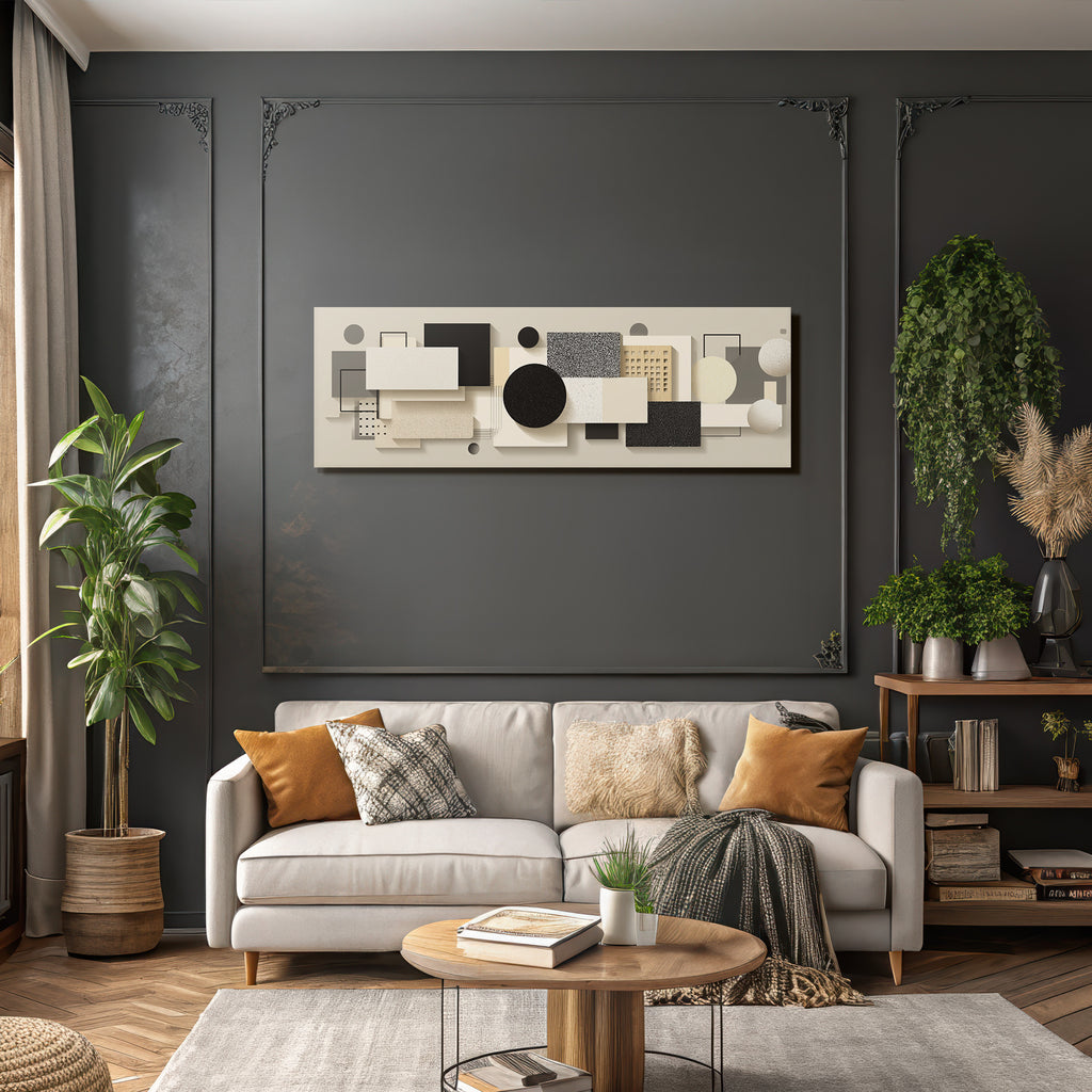 Abstrakte Geometrische Komposition Moderner Minuimalismus Beige Schwarz Weiss Grau