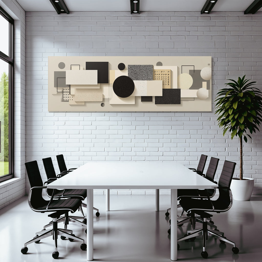 Abstrakte Geometrische Komposition Moderner Minuimalismus Beige Schwarz Weiss Grau