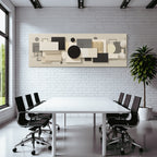 Abstrakte Geometrische Komposition Moderner Minuimalismus Beige Schwarz Weiss Grau