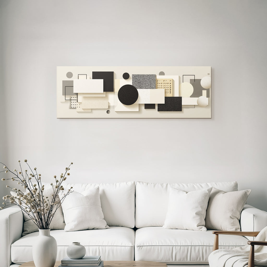 Abstrakte Geometrische Komposition Moderner Minuimalismus Beige Schwarz Weiss Grau