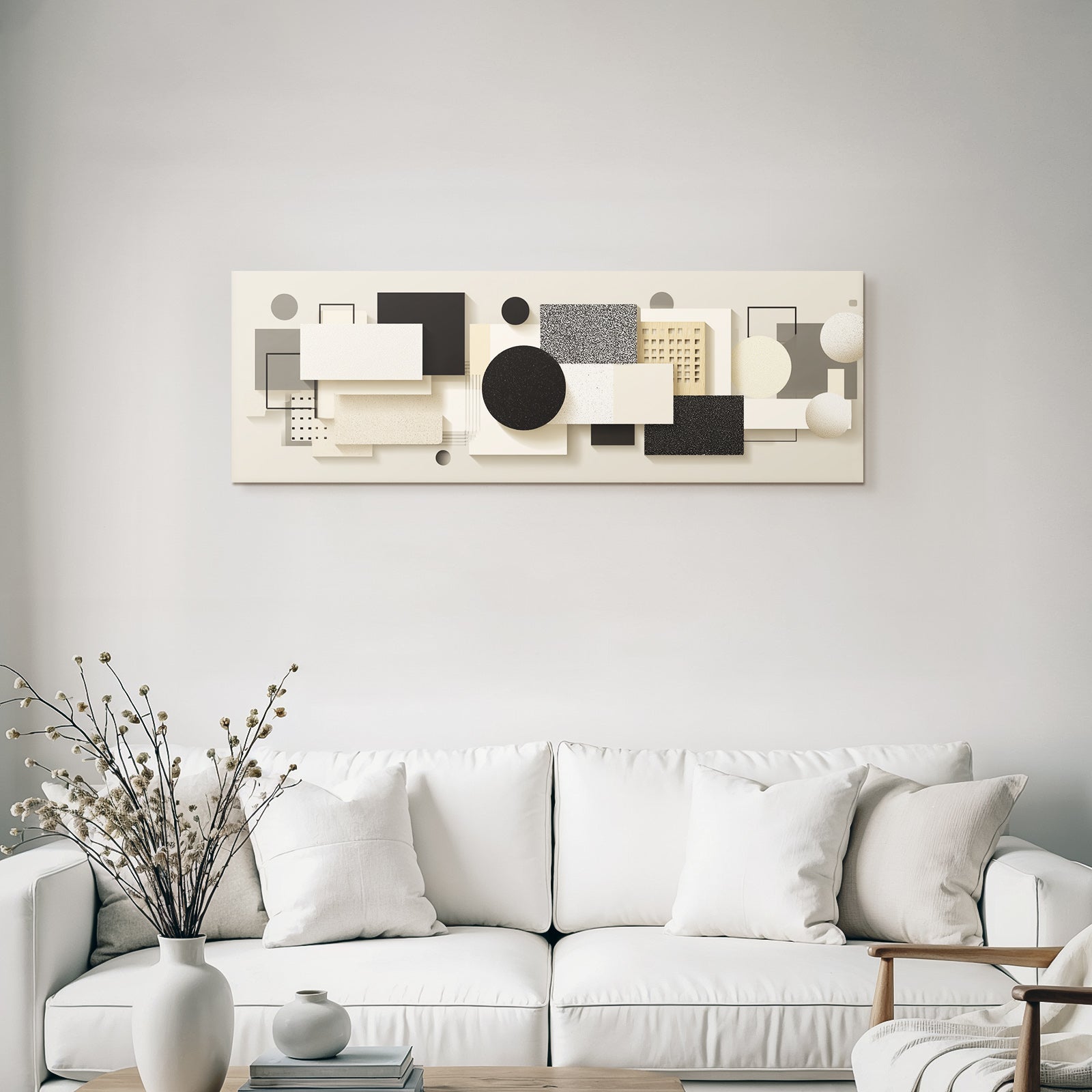Abstract Geometric Composition Modern Minimalism Beige Black White Grey