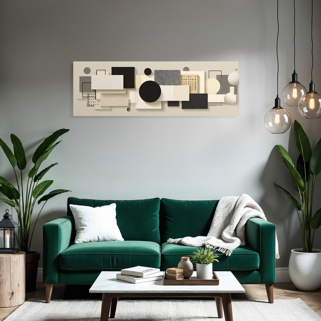 Abstrakte Geometrische Komposition Moderner Minuimalismus Beige Schwarz Weiss Grau