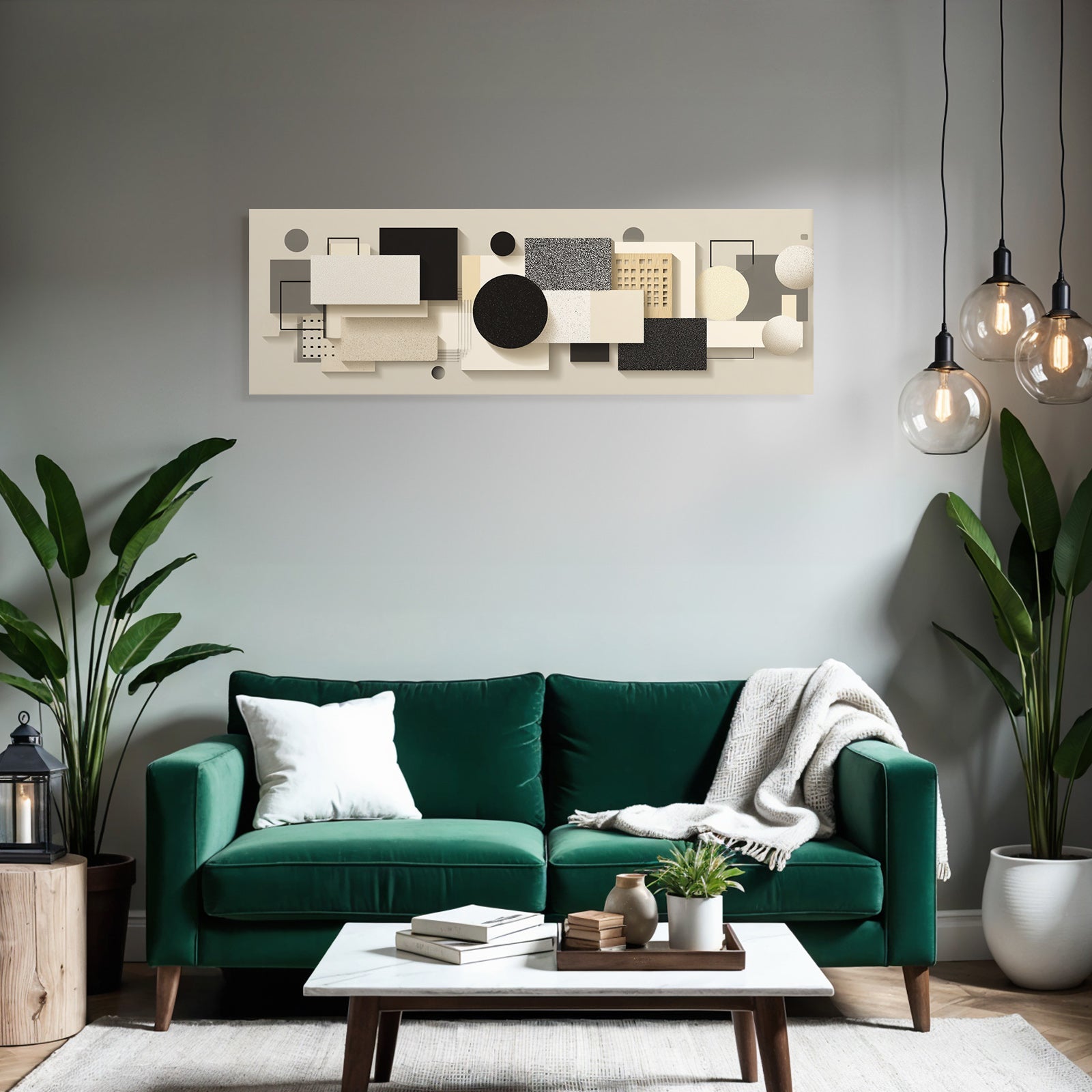 Abstract Geometric Composition Modern Minimalism Beige Black White Grey