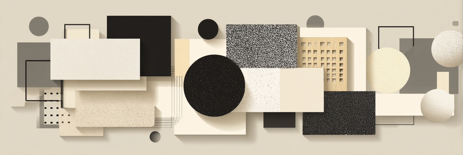 Abstrakte Geometrische Komposition Moderner Minuimalismus Beige Schwarz Weiss Grau | Modern Basic | Einrichtungsstile