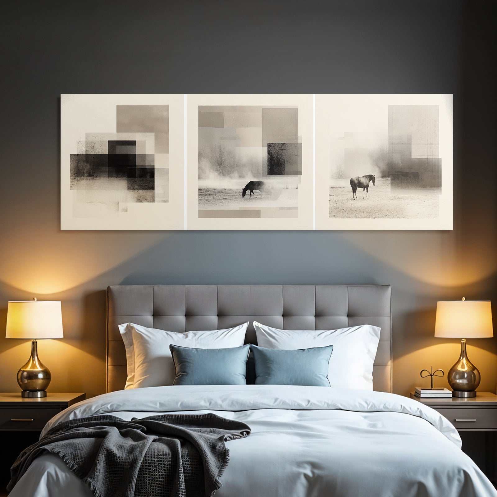 Abstract Horse In Misty Environment Panel Series