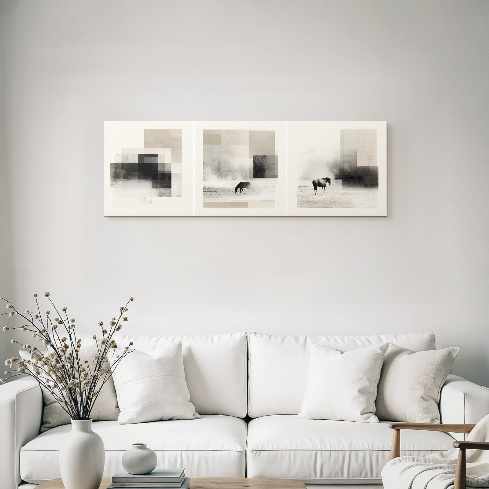 Abstract Horse In Misty Environment Panel Series