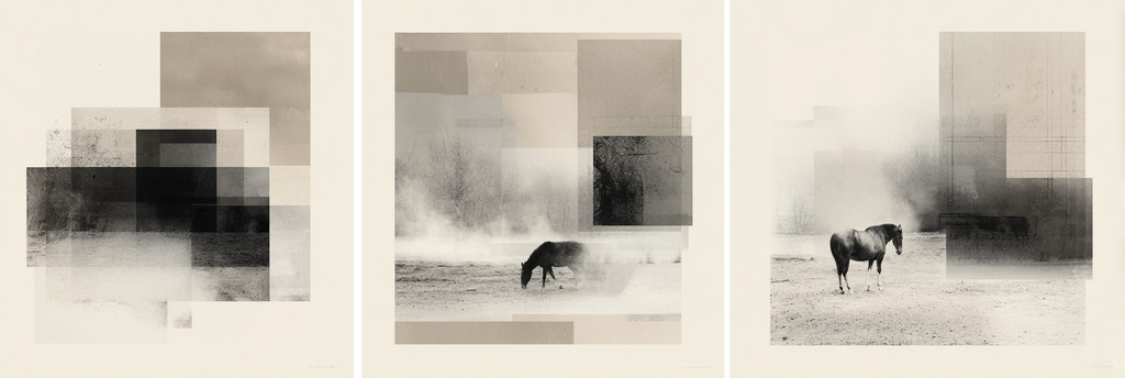 Abstrakte Horse In Misty Umgebung Panel Serie | Modern Basic | Einrichtungsstile