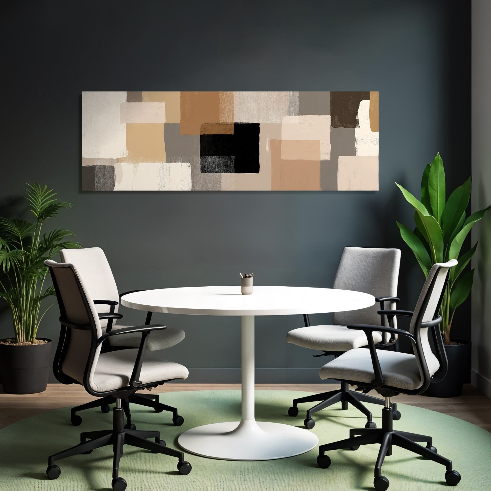 Abstract Art Geometric Shapes Beige Brown Gray Black