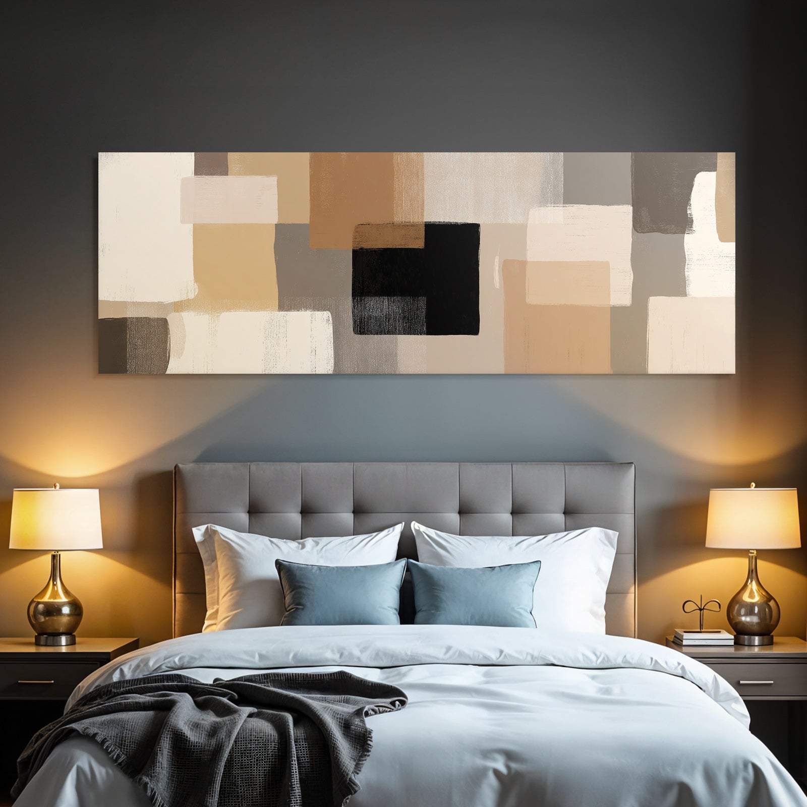 Abstract Art Geometric Shapes Beige Brown Gray Black
