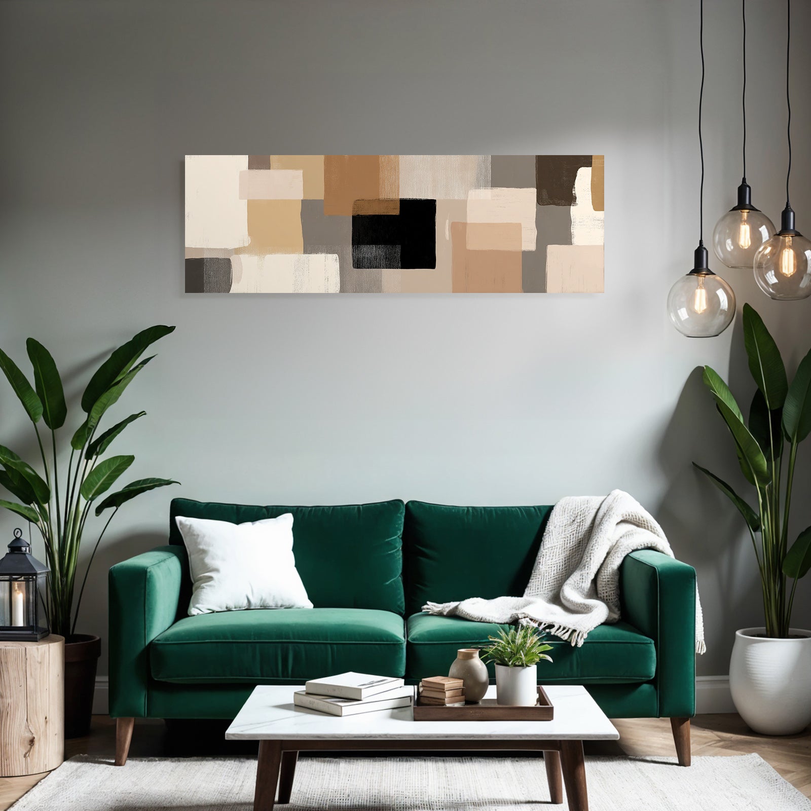Abstract Art Geometric Shapes Beige Brown Gray Black