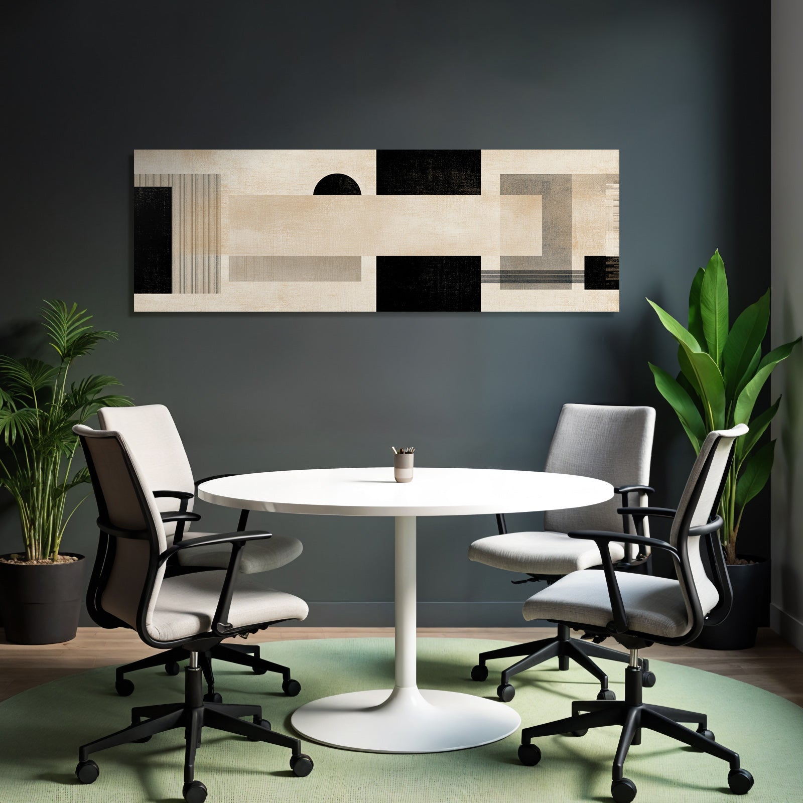Abstract Art Geometric Shapes Brown Black Gray