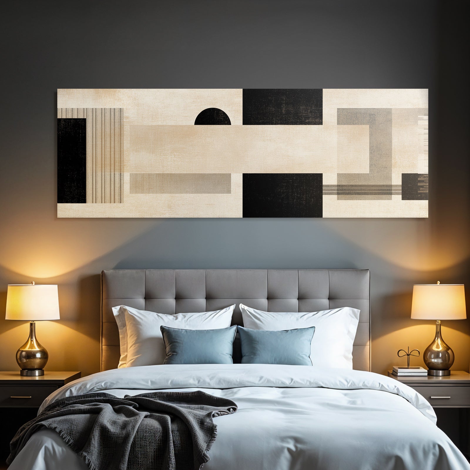 Abstract Art Geometric Shapes Brown Black Gray
