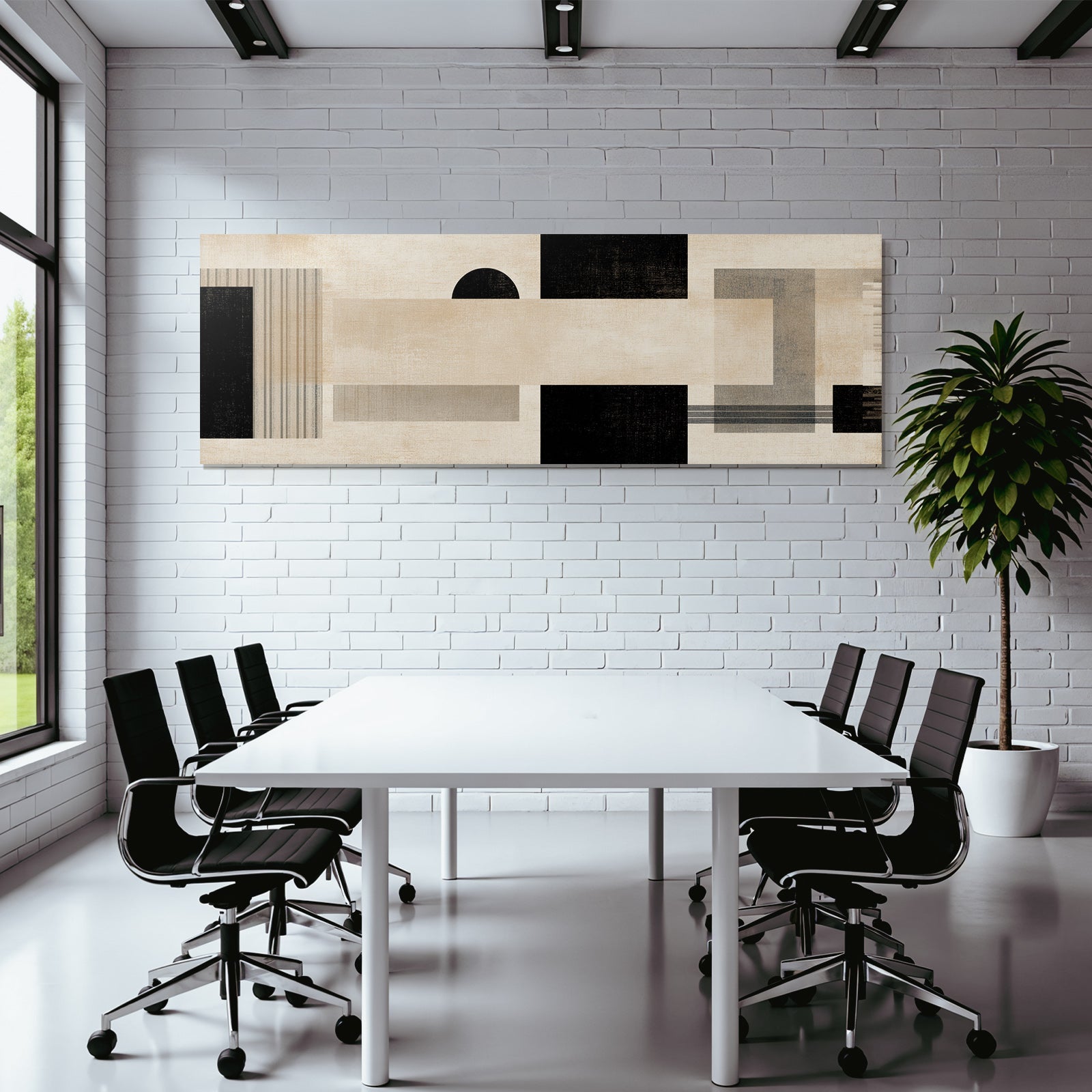 Abstract Art Geometric Shapes Brown Black Gray