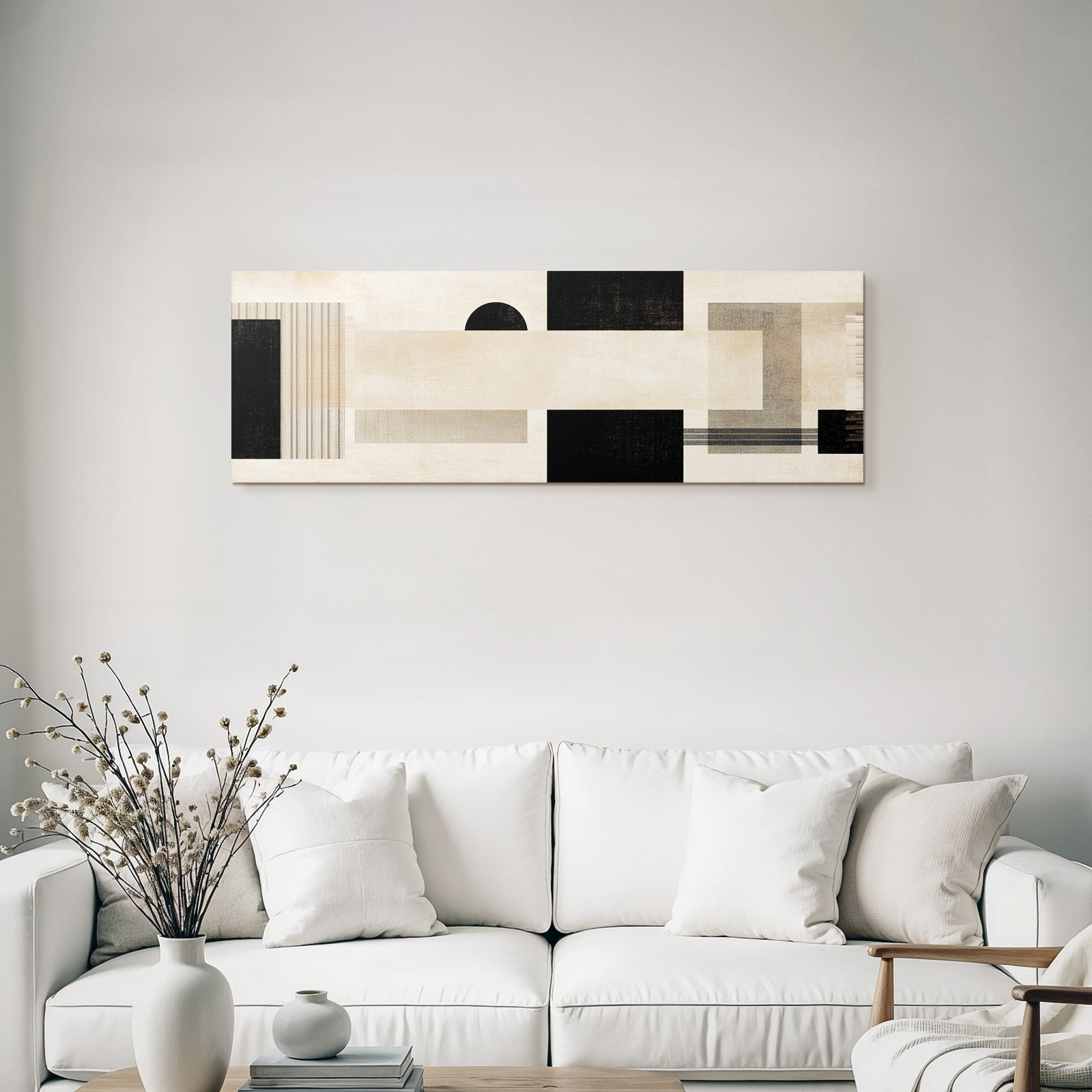 Abstract Art Geometric Shapes Brown Black Gray
