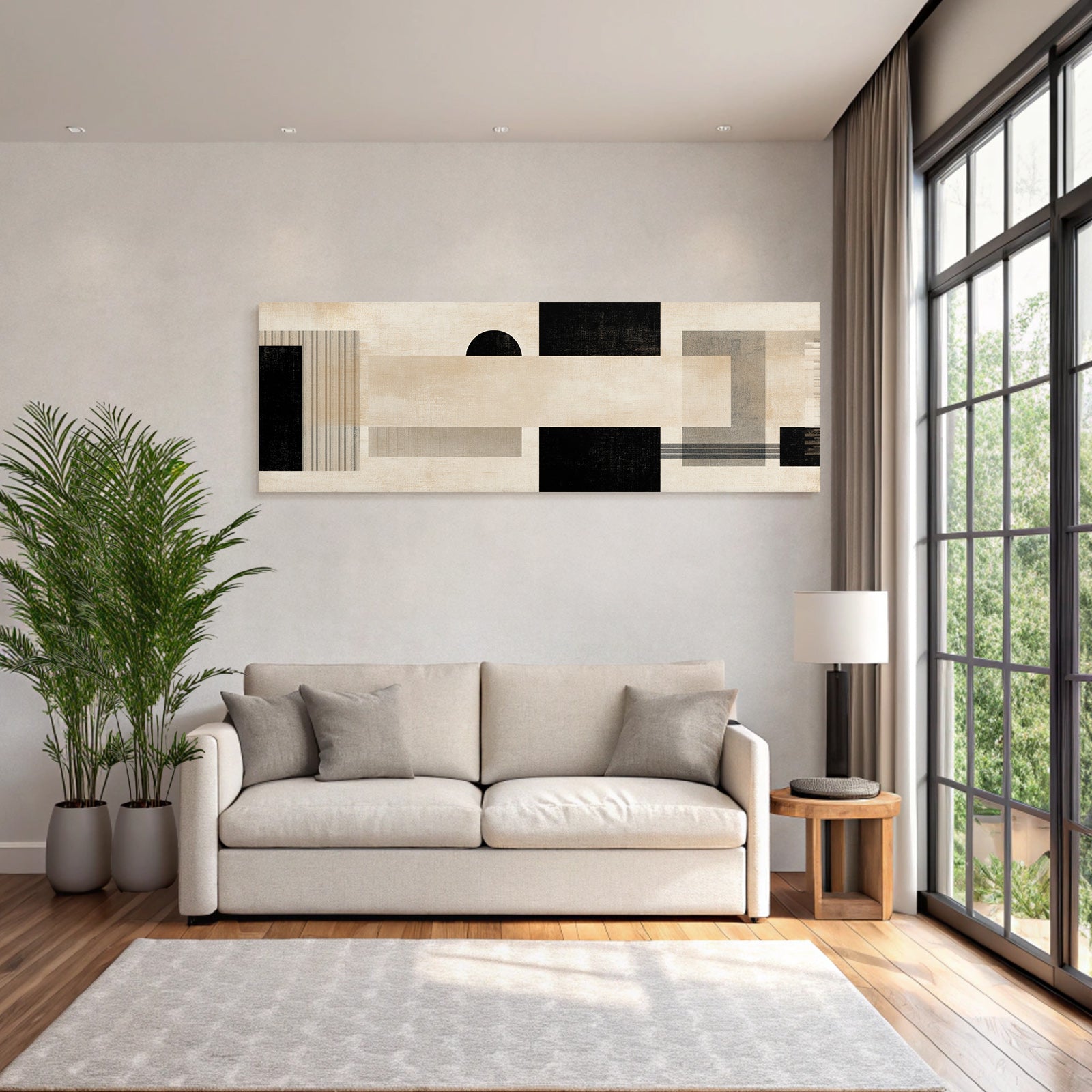 Abstract Art Geometric Shapes Brown Black Gray
