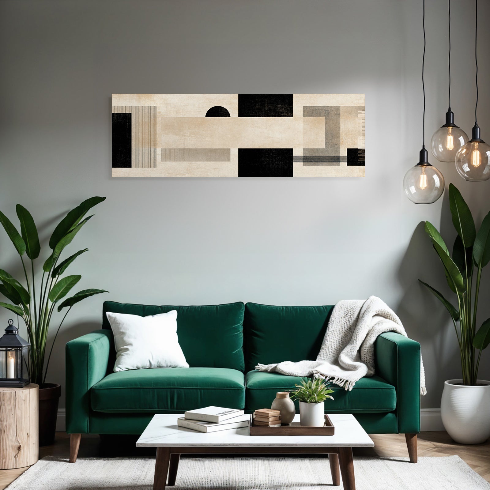 Abstract Art Geometric Shapes Brown Black Gray