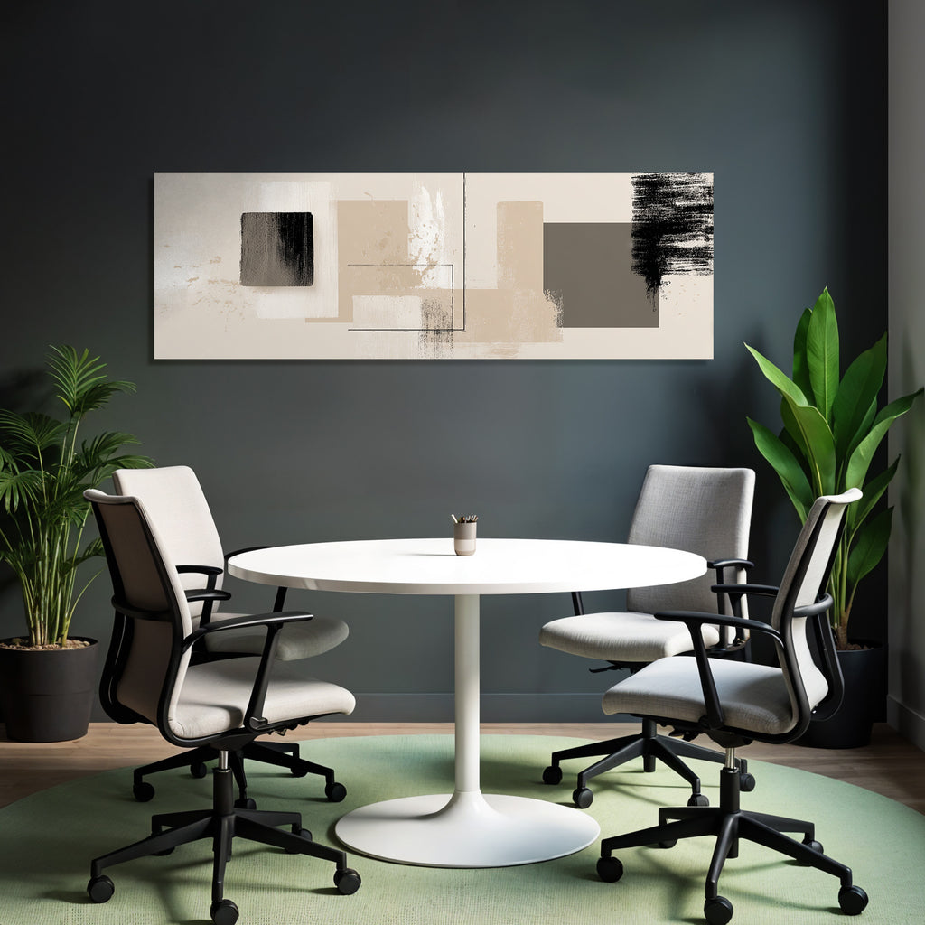 Abstrakte Kunst Geometrische Formen Texturierte Buerststriche Neutrale Tonen