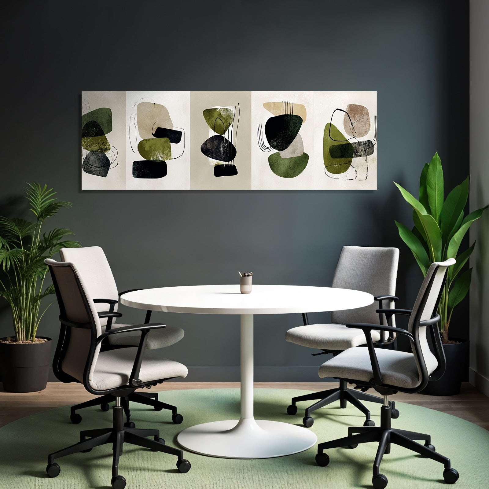 Abstract Art Geometric and Organic Shapes Earth Tones