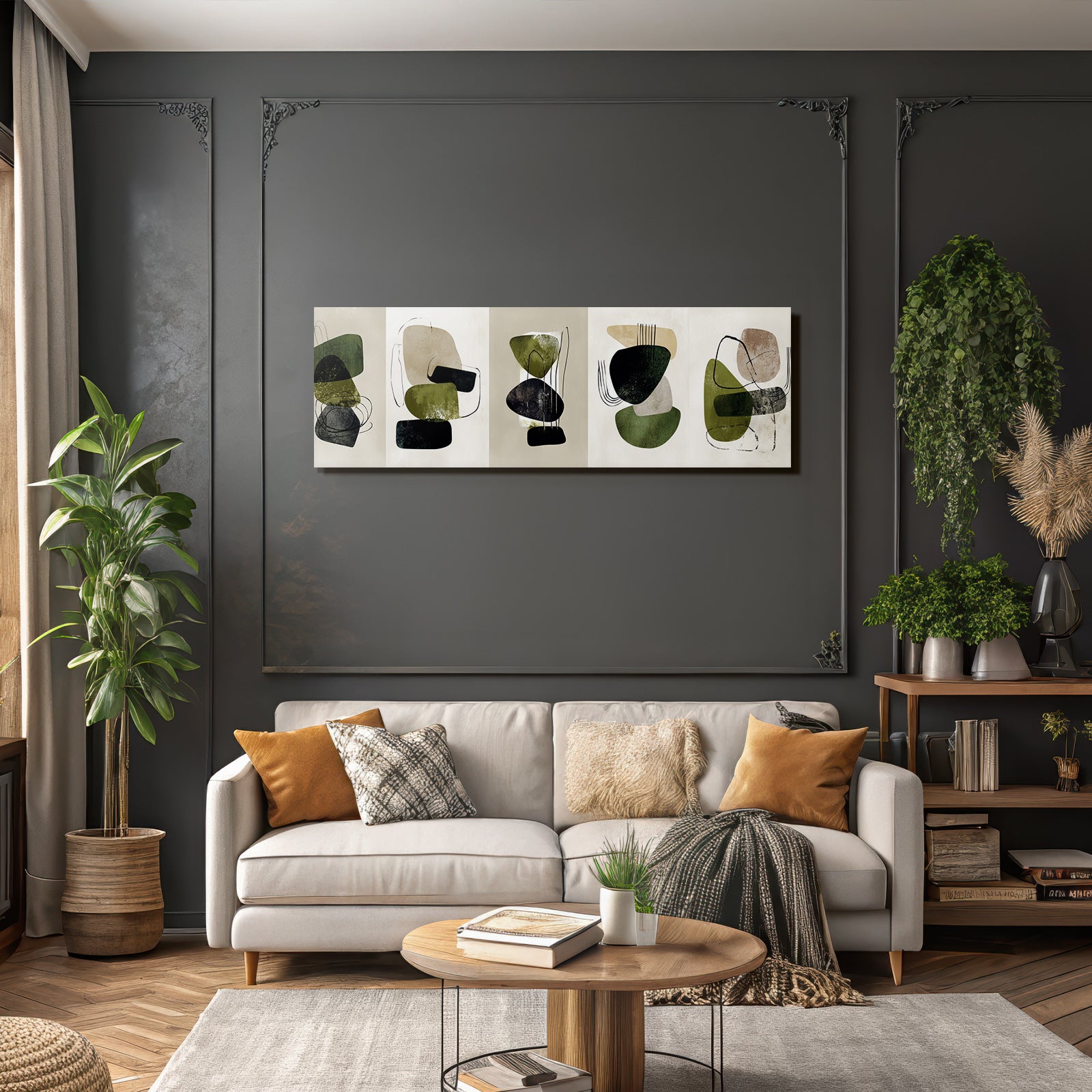 Abstract Art Geometric and Organic Shapes Earth Tones