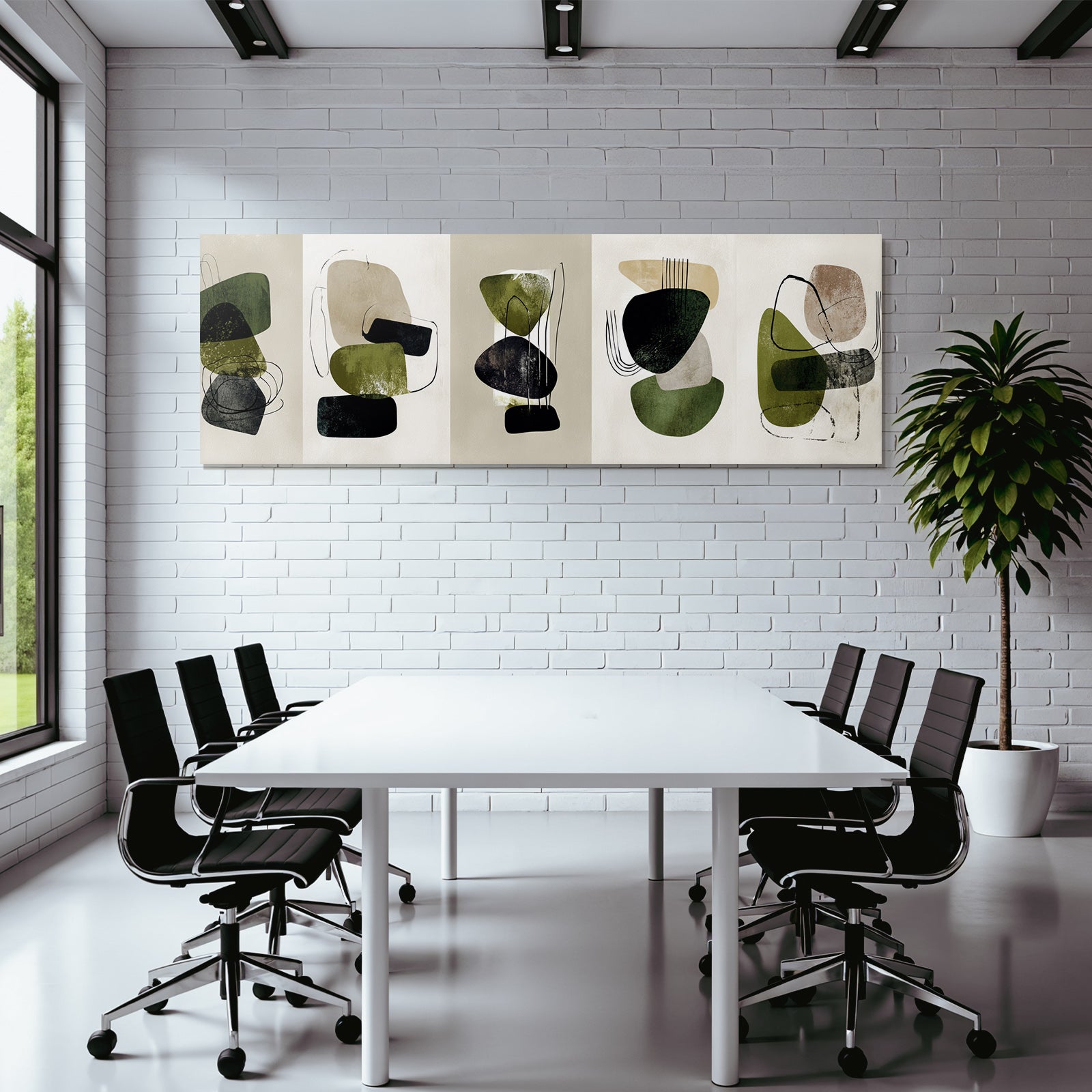 Abstract Art Geometric and Organic Shapes Earth Tones