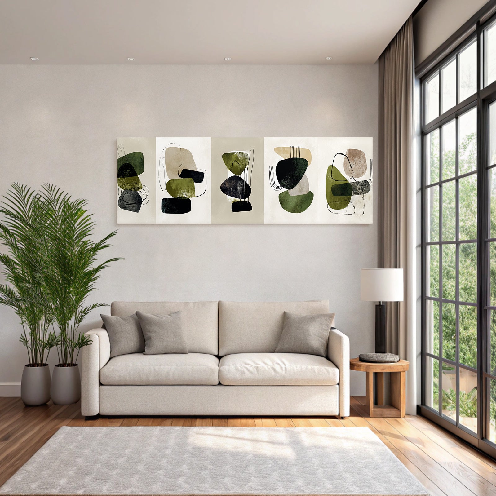 Abstract Art Geometric and Organic Shapes Earth Tones