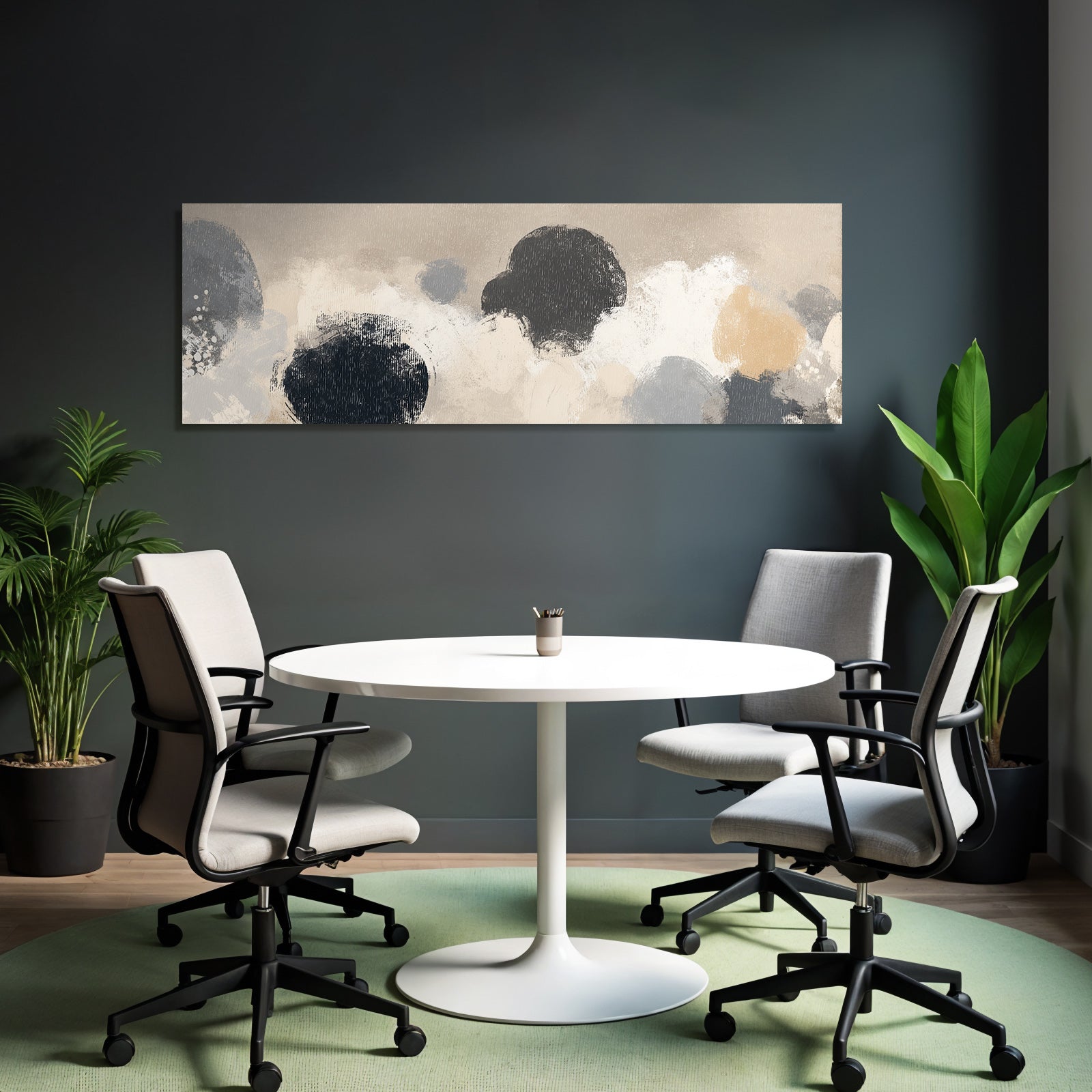 Abstract art with soft colors and textured strokes