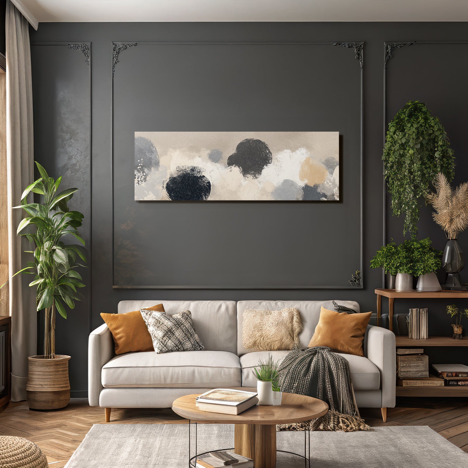 Abstract art with soft colors and textured strokes