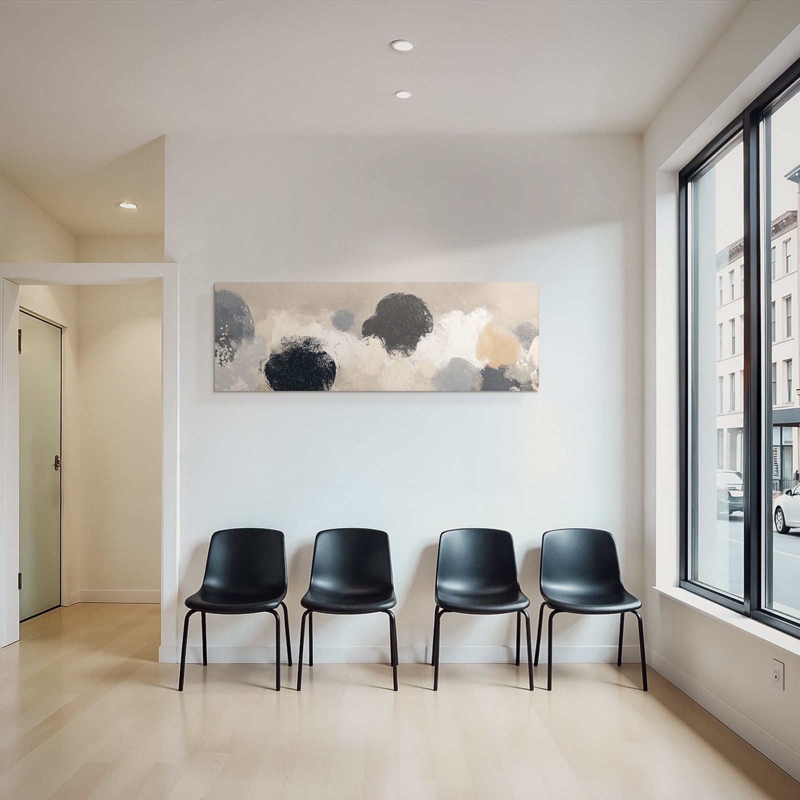 Abstract art with soft colors and textured strokes