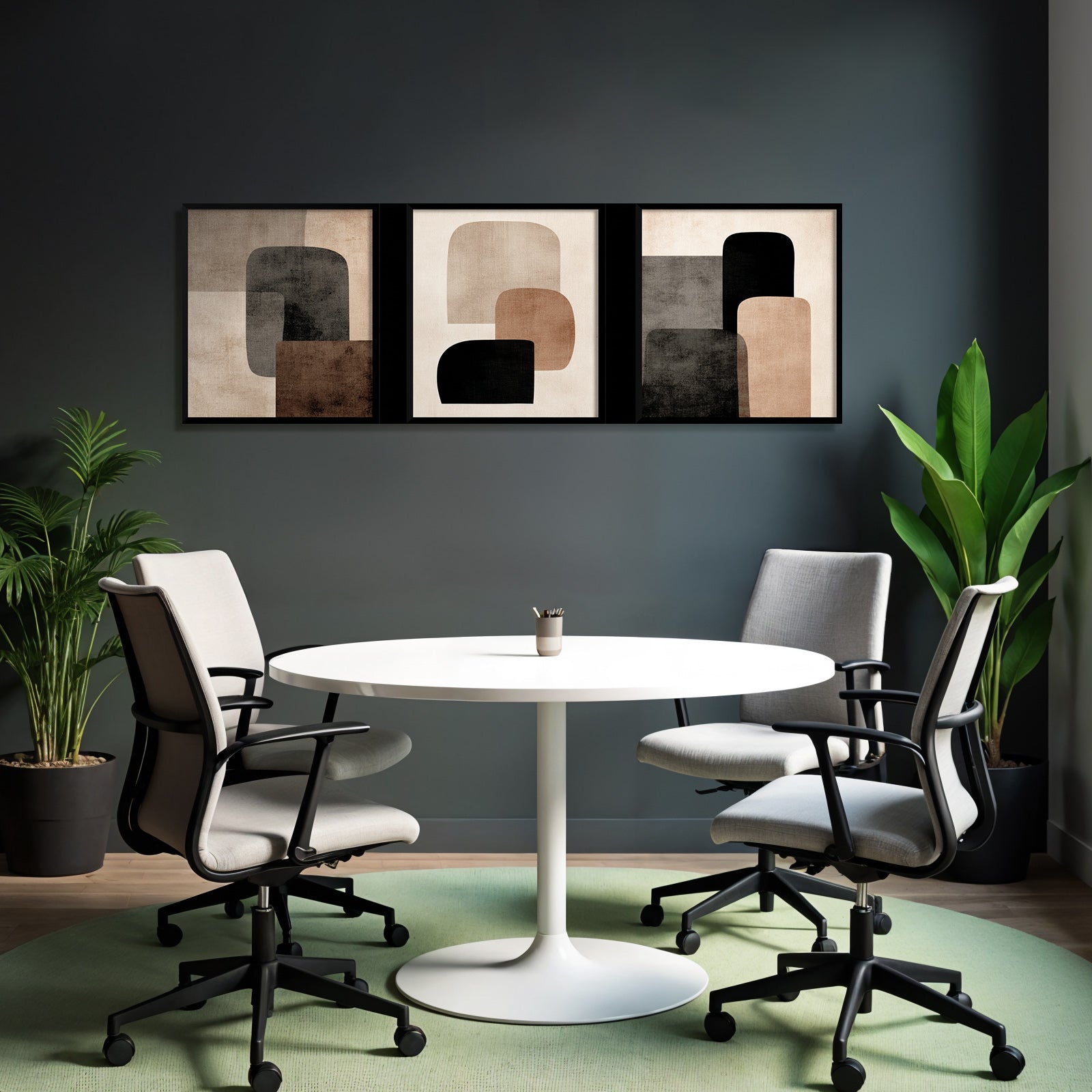 Abstrakte Triptychon Geometrische Formsprache Neutrale Toene