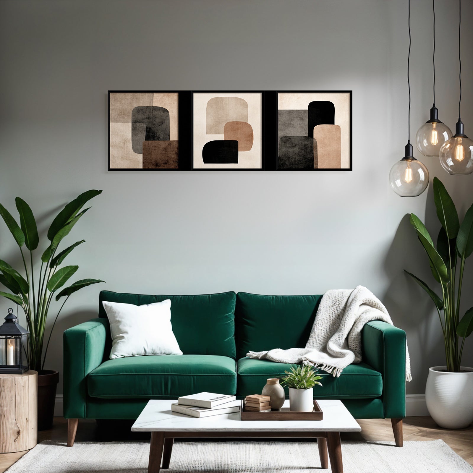 Abstrakte Triptychon Geometrische Formsprache Neutrale Toene