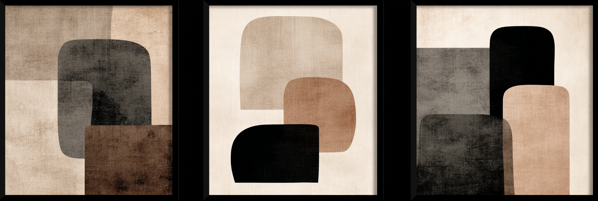 Abstrakte Triptychon Geometrische Formsprache Neutrale Toene | Modern Basic | Einrichtungsstile