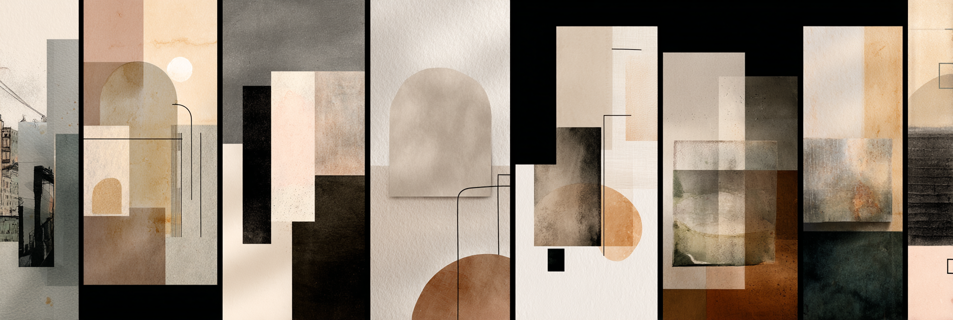 Abstrakte Zusammensetzung Geometrische Formen Organische Kurven Erdtoene Pastellfarben | Modern Basic | Einrichtungsstile