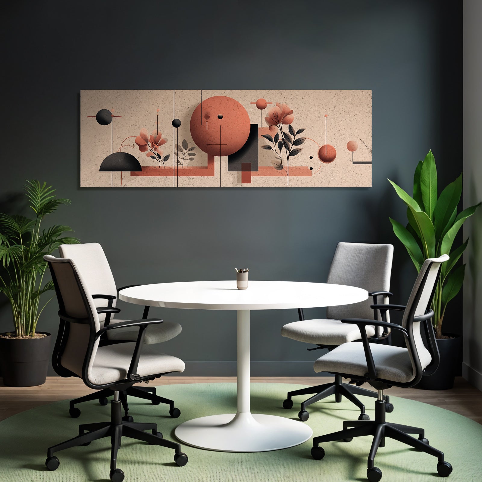 Abstraktes Design Geometrische Formen Blumenelemente Warme Tonfarben