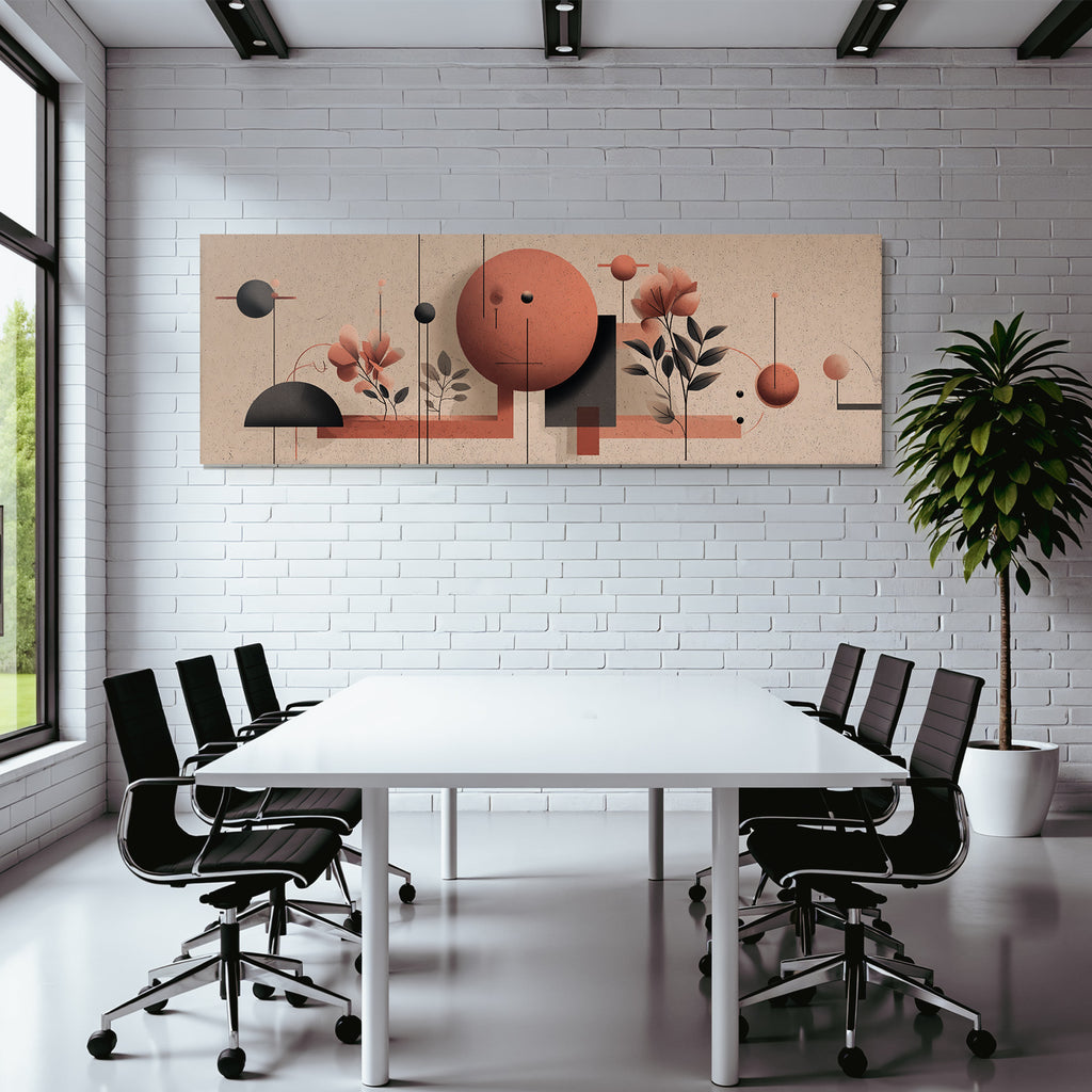 Abstraktes Design Geometrische Formen Blumenelemente Warme Tonfarben
