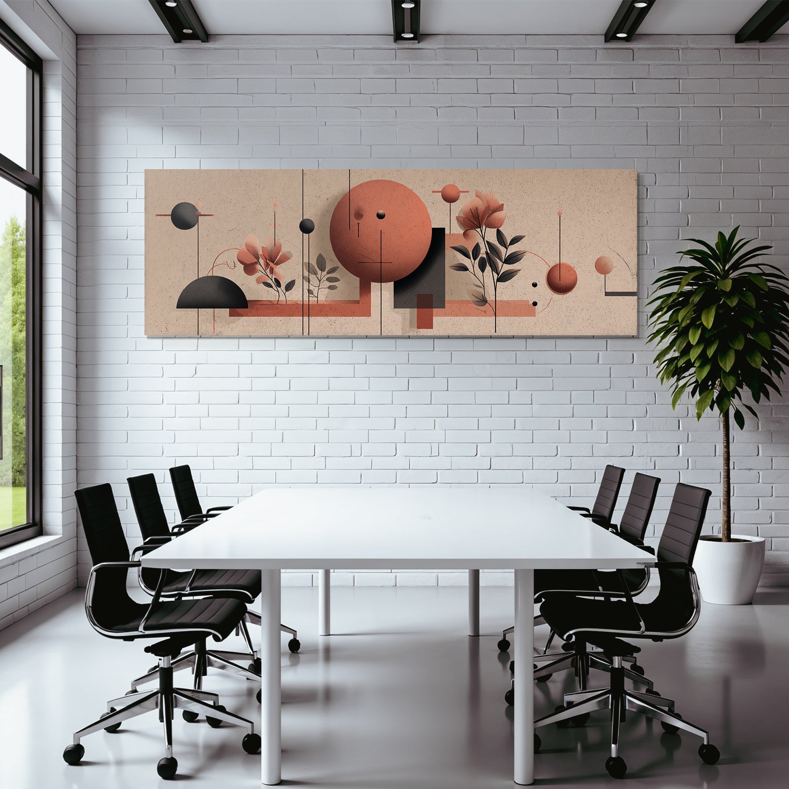 Abstraktes Design Geometrische Formen Blumenelemente Warme Tonfarben