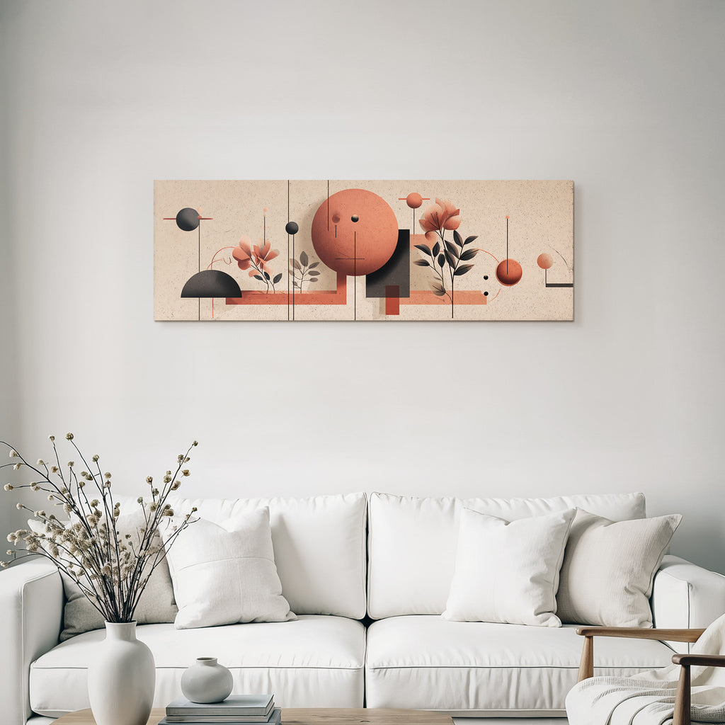 Abstraktes Design Geometrische Formen Blumenelemente Warme Tonfarben