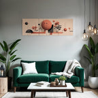 Abstraktes Design Geometrische Formen Blumenelemente Warme Tonfarben